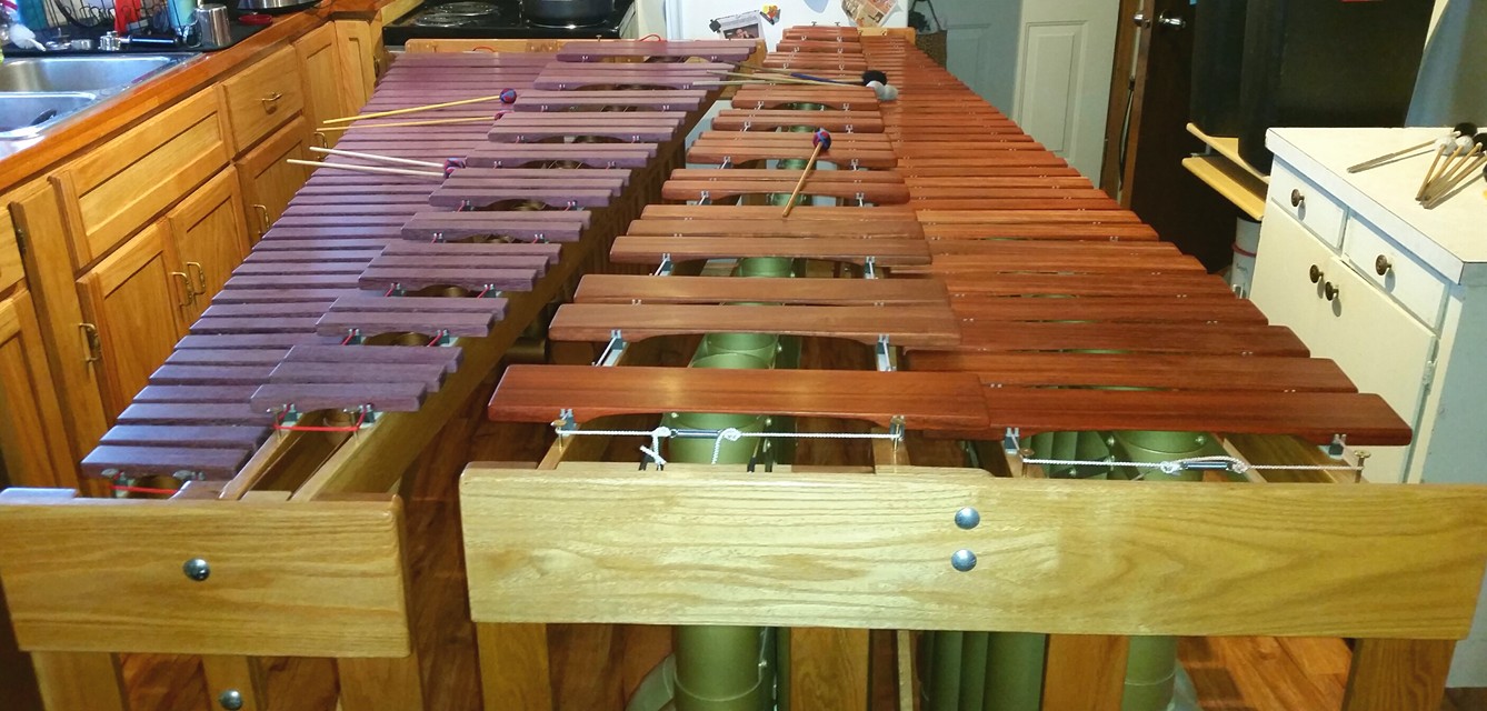 Padauk and Purpleheart marimbas